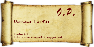 Oancsa Porfir névjegykártya